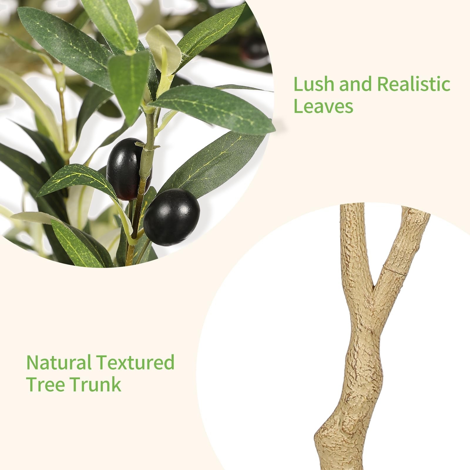 Realead 6ft Artificial Olive Tree, Tall Faux Tree Plants, 6ft, Green