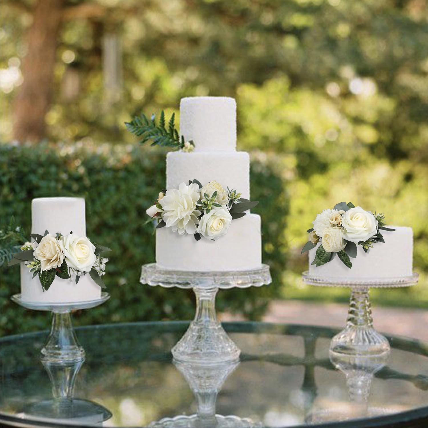 3Pcs Pre-made Cake Flowers Toppers White Green Cake Decorations Wedding Cake …