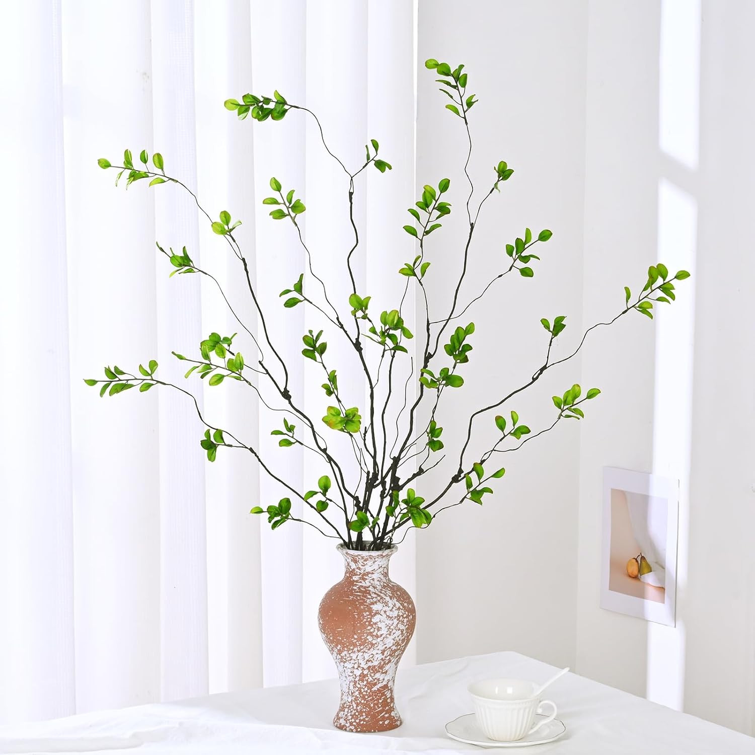 4PCS Artificial Ficus Branches for Vase, Faux Greenery Stems for Vase Filler, 47