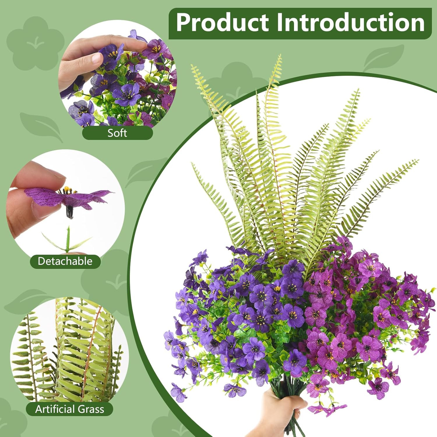 Artificial Flowers for Outdoors UV Resistant Spring Summer Decoration, 13 Bundle