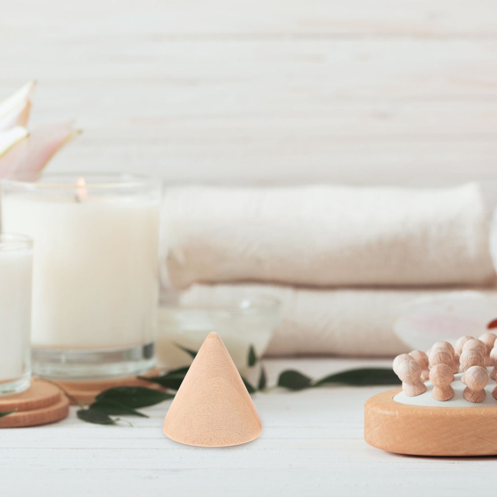 10pcs 3.1cm DIY Cone Unpainted Wooden Cone Shape Ornamnet Craft Accessories