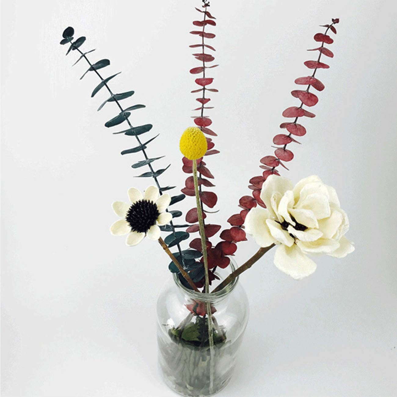 Tinsow 5 Pcs Real Touch Leaf Artificial Eucalyptus Stem Faux Eucalyptuses
