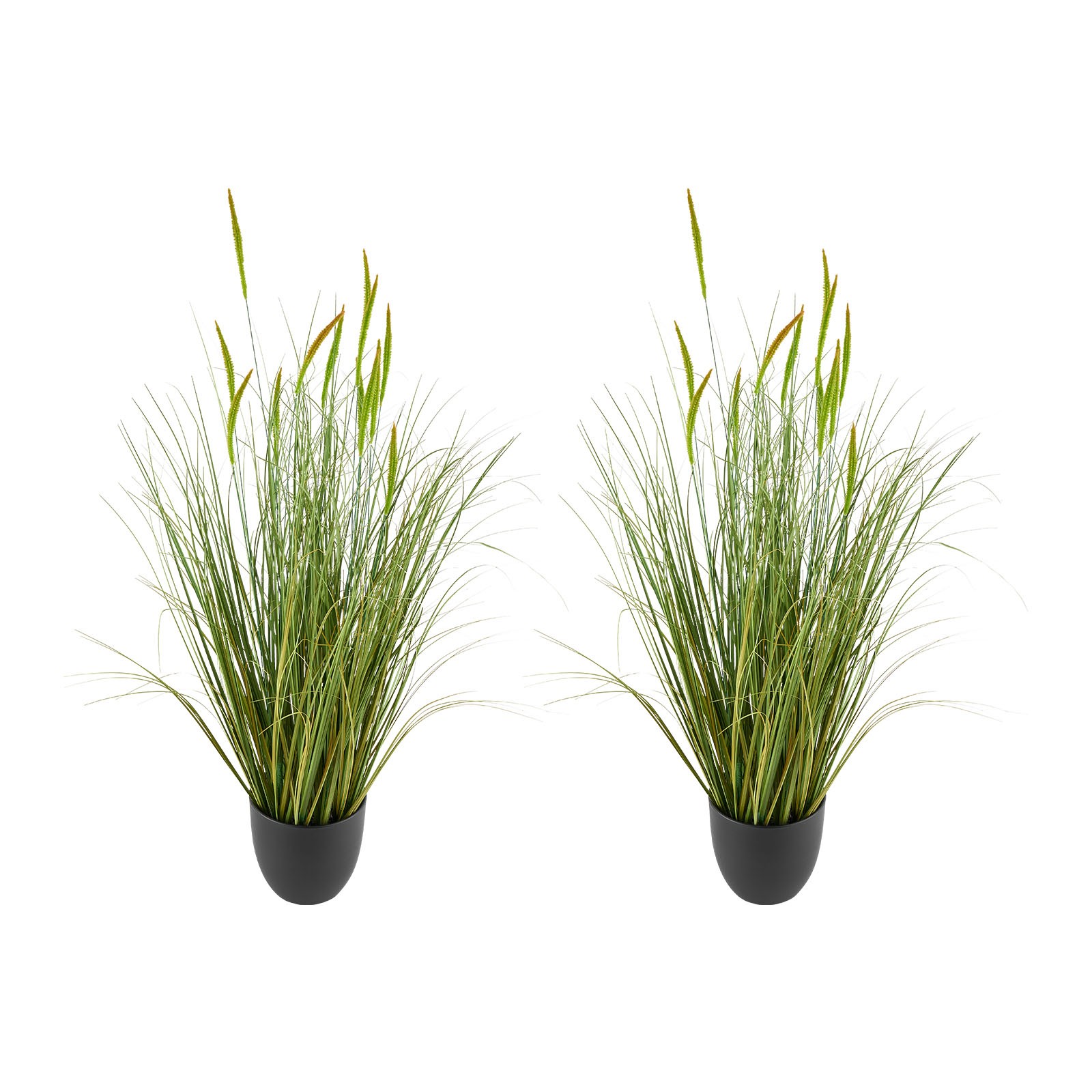 Uimoso Artificial Cattail Grass in Pot, 35-Inch, 2-Pack, Green Decorative Plants