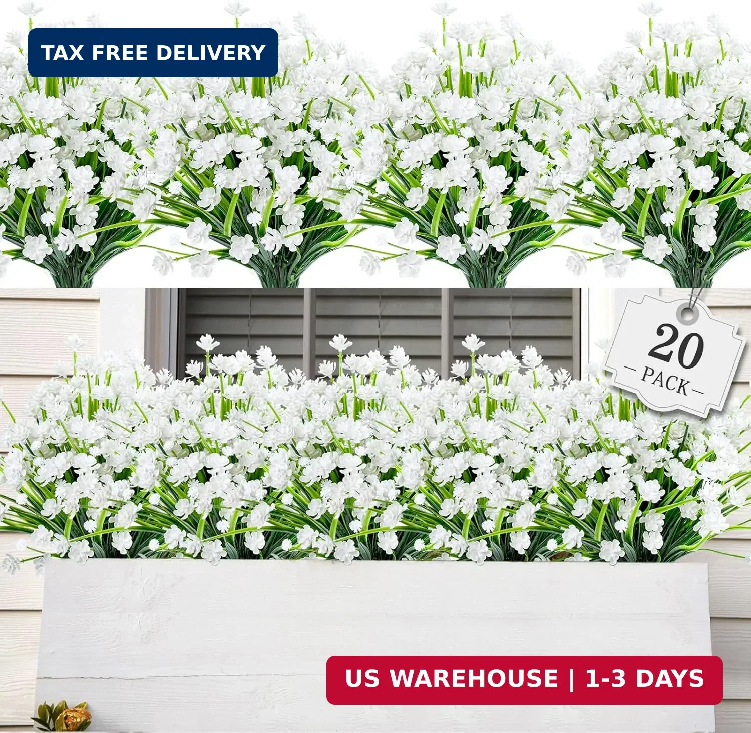 AmyHomie 20 Bundles Artificial Flowers for Outdoor Outside Spring Summer Decorat