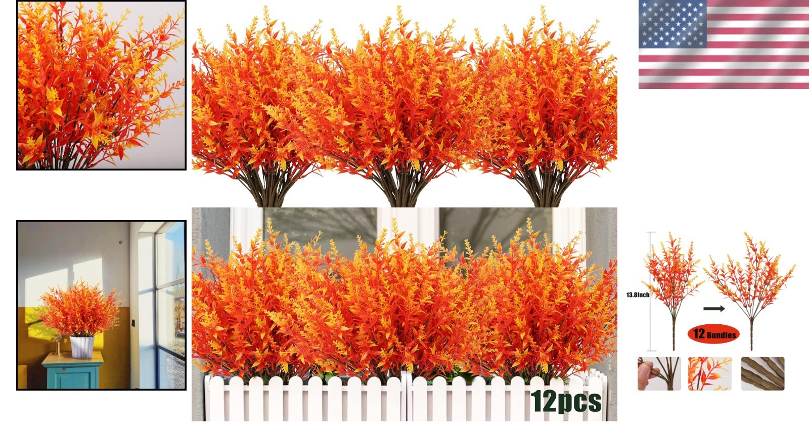 Outdoor Hanging Plant Decor – 12 Bundles Fake Boxwood Plants