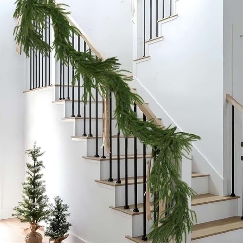 Christmas Garlands Artificial Norfolk Pine Garland Real Touch Faux Greenery 9FT