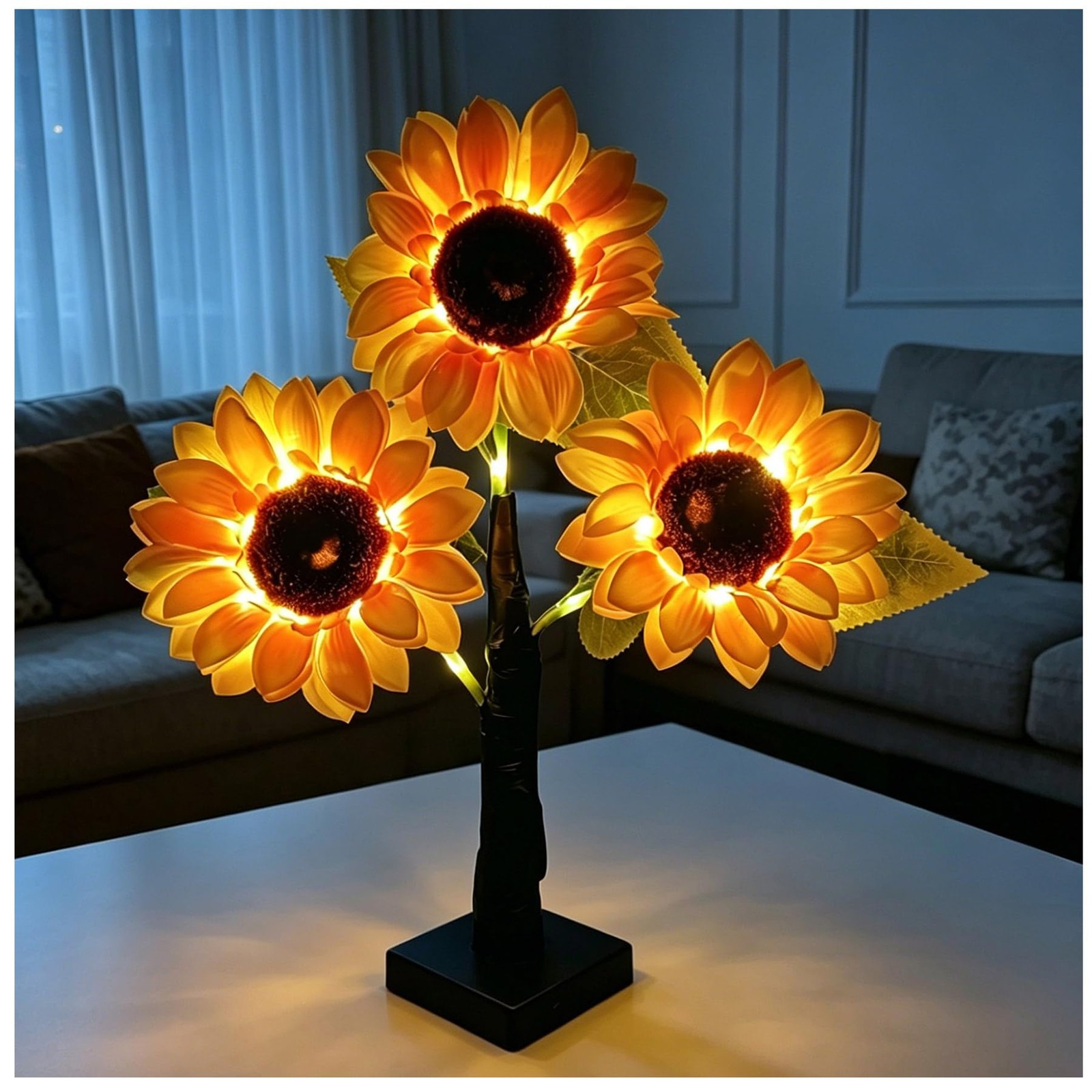 18 Inche Sunflower Tree Light, 33 Warm White Lights with 2 Modes, USB/Battery…
