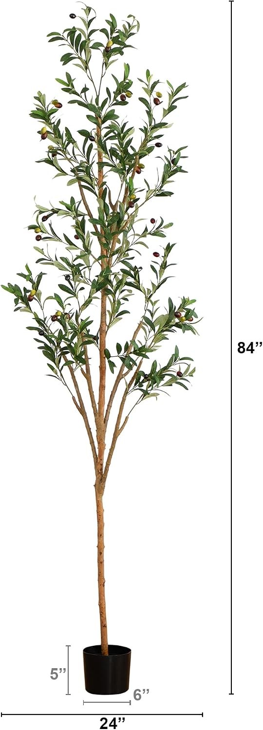 Olive Tree Artificial Indoor 7FT Tall Silk Faux Olive Tree for Home and Office