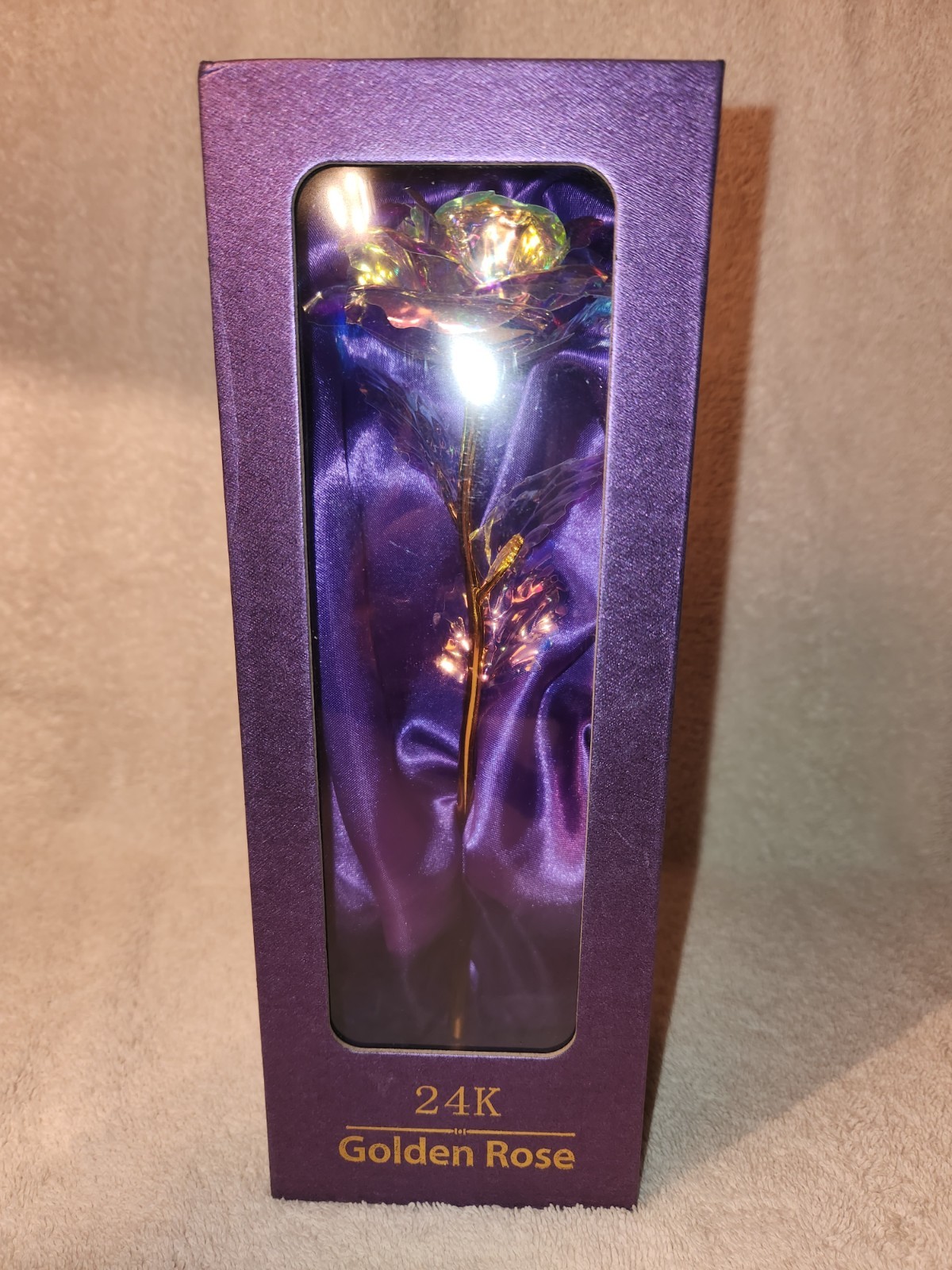 24K Gold-Plated Foil Artificial Rose with Stem for A Special Day Gift In Box 9″
