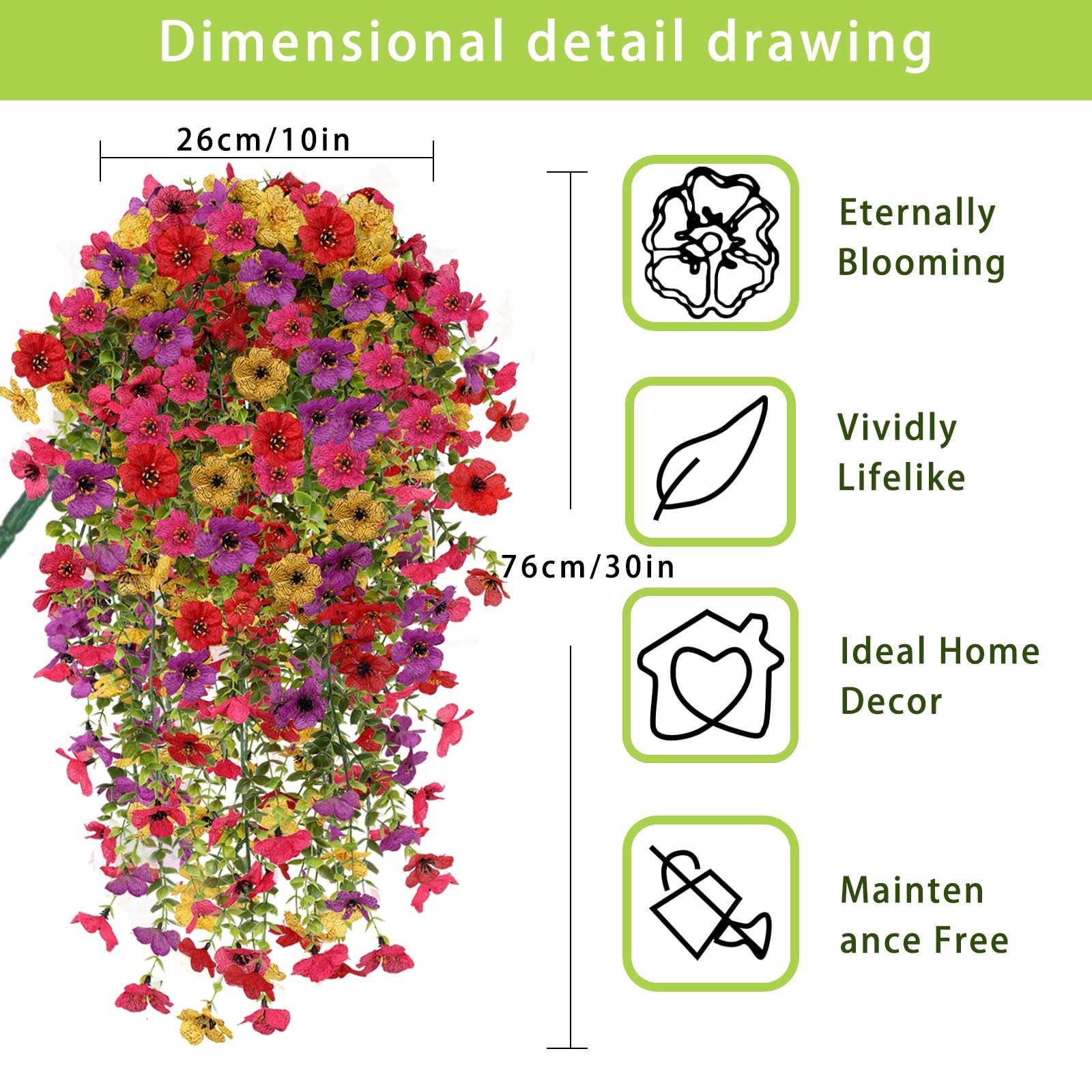 FUTBER 4PCS Artificial Hanging Flowers for Outdoors Summer Decoration, Upgrad…