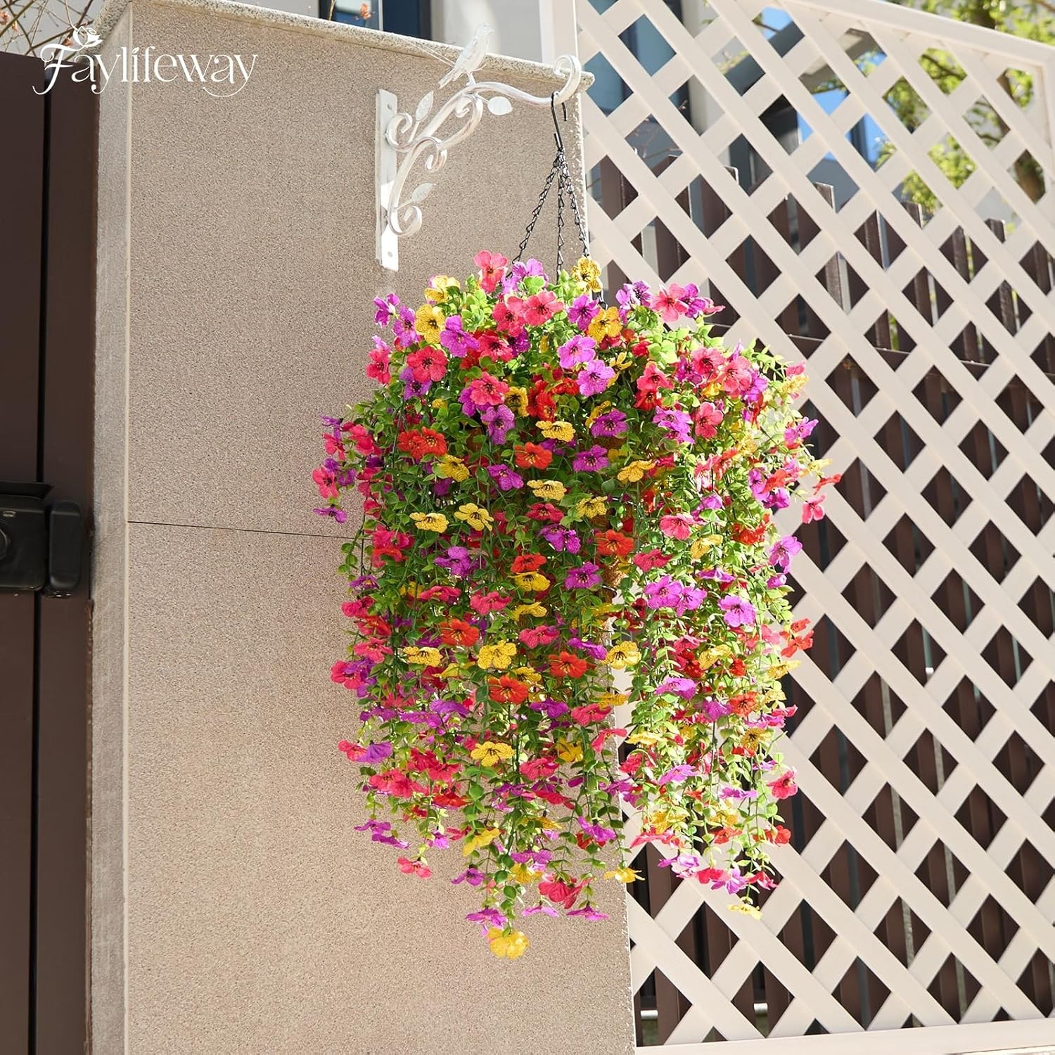 Realistic Cascading Artificial Outdoor Flowers – 4PCS Maintenance-Free Set