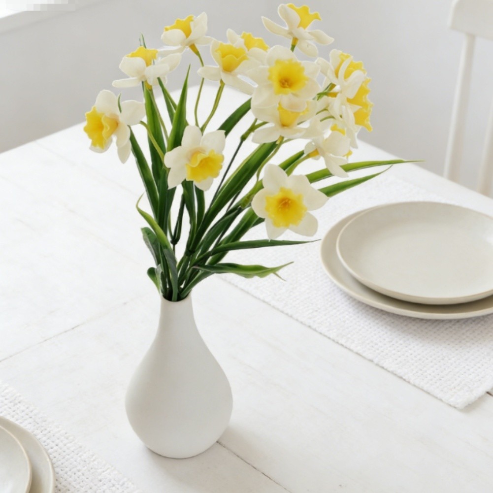 Yellow Artificial Narcissus Bouquet 5PCS 36cm for Photo Prop Home Decor