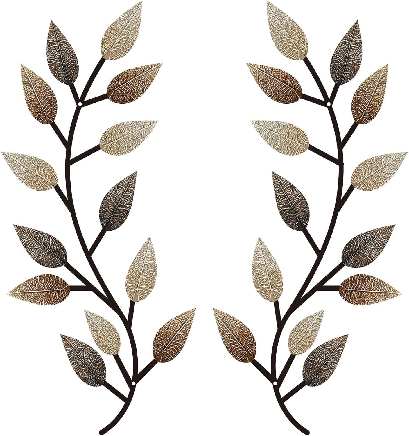 2 Pieces Metal Tree Leaf Wall Decor Vine Olive Branch Leaf Wall Art Living Ro…