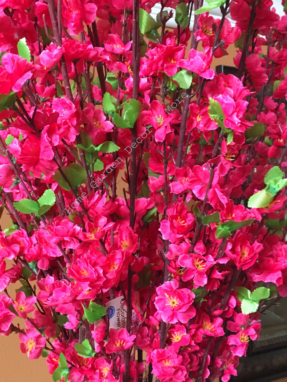 12 PACK 48″ Long Stem Artificial Realistic Silk Rose RED Cherry Blossom Flowers