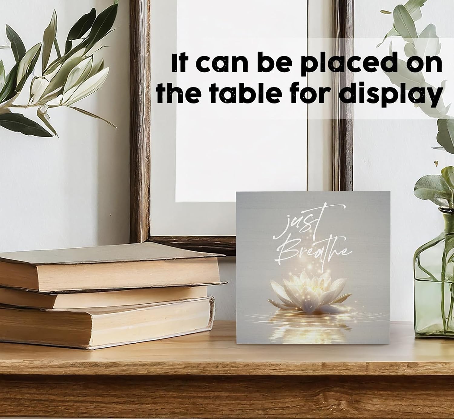 Lotus Flower Wall Decor Wooden Sign Meditation Zen Home Room Art