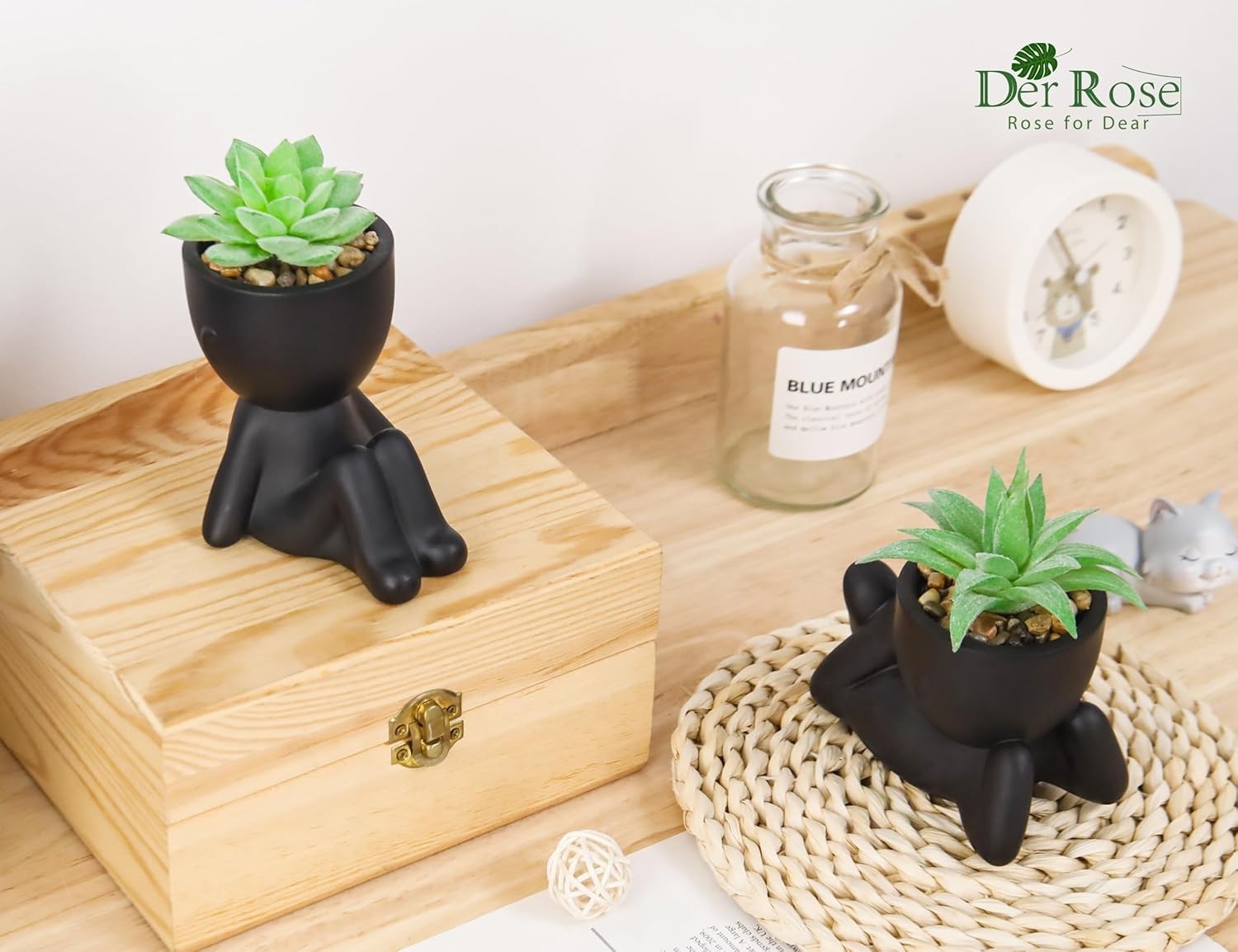 Rose 2 Pack Fake Plants Succulent Plants Artificial for Home Bathroom Living Roo