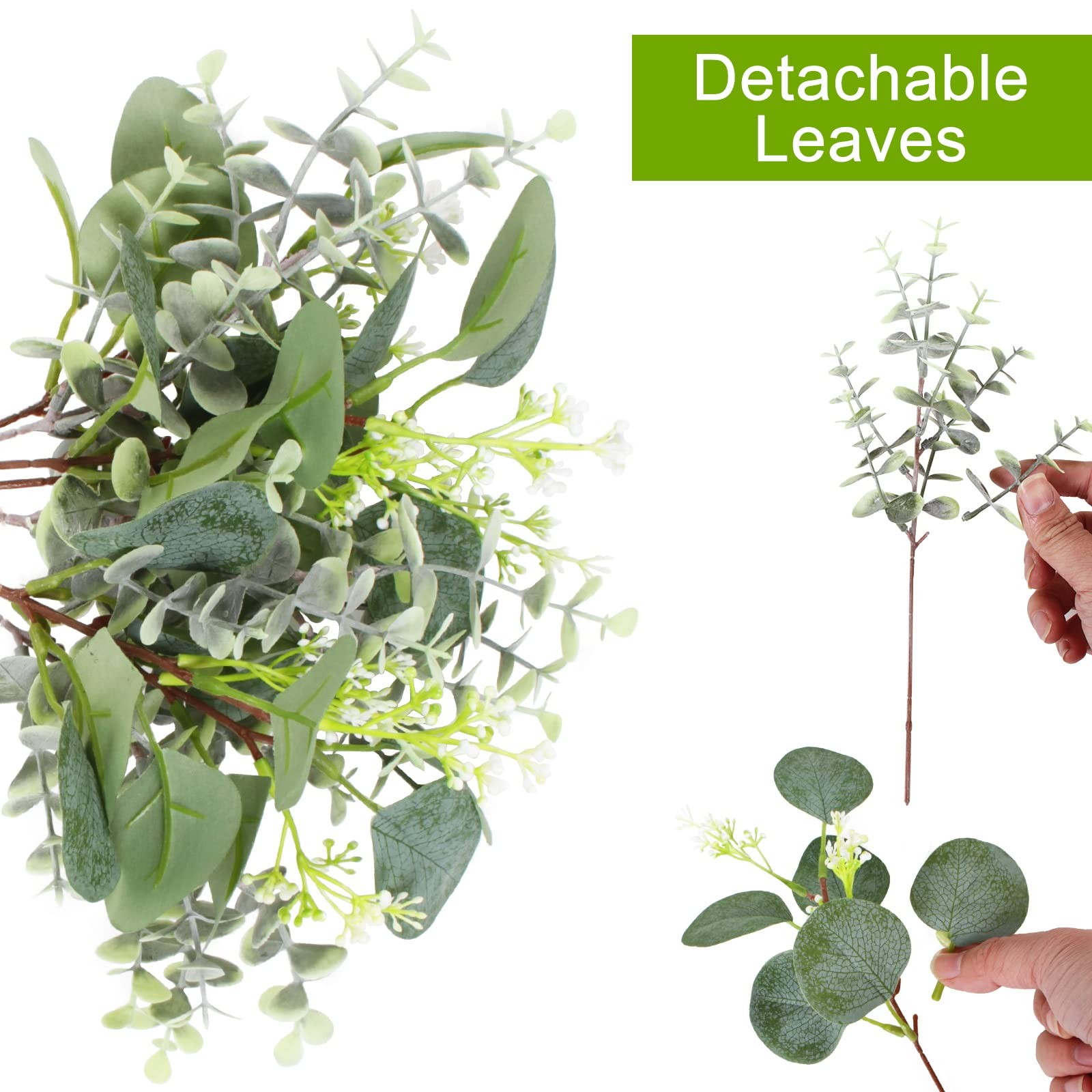 120 PCS Artificial Eucalyptus Stems Bulk Faux Silver Dollar Leaves for Vase B…
