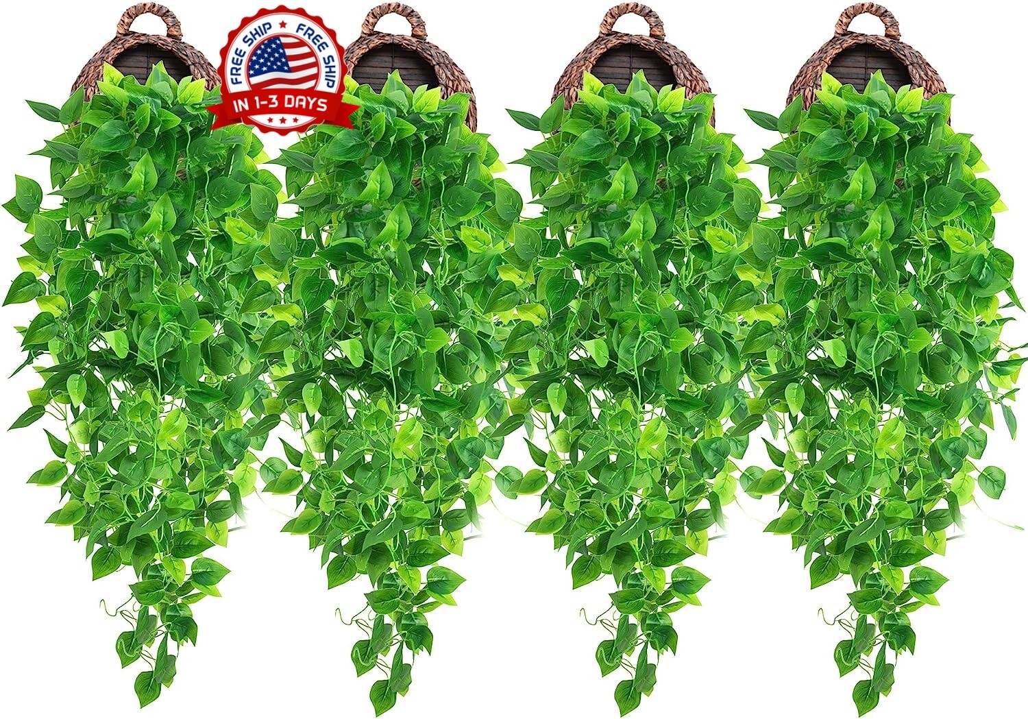 4 plantas colgantes artificiales de hiedra falsa para decoración de pared hogar