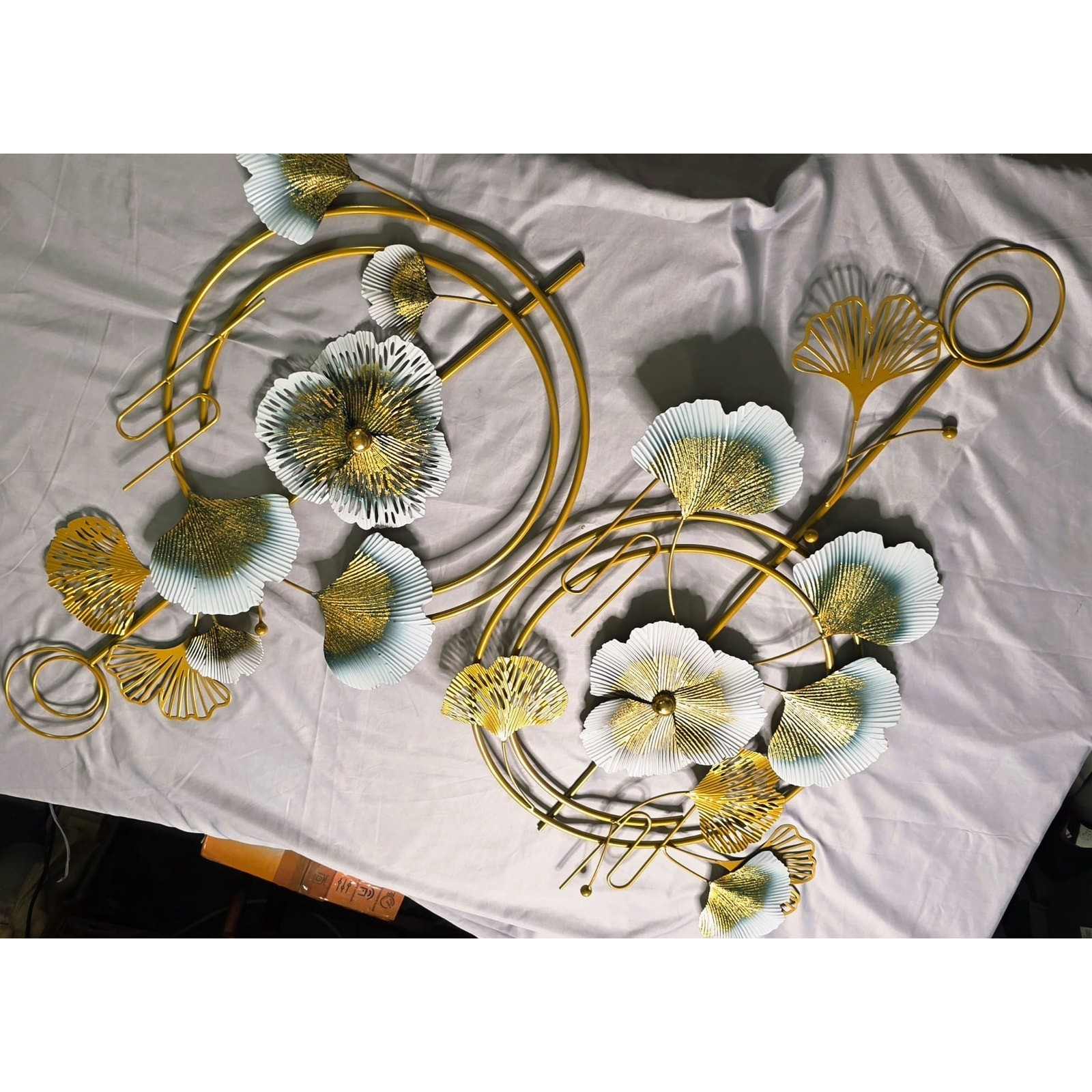 KHIESA 3D Gold Ginkgo Leaf Metal Wall Art Sculpture Large
