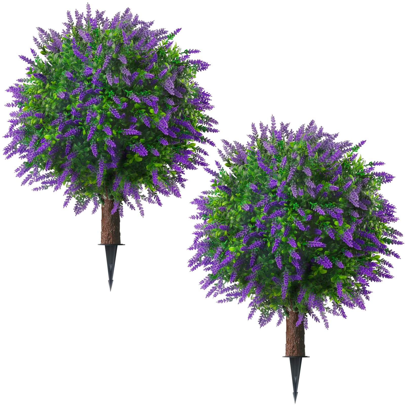 25.5″ Set of 2 Artificial Lavender Topiary Ball Trees, Faux Lavender Shrub Bu…