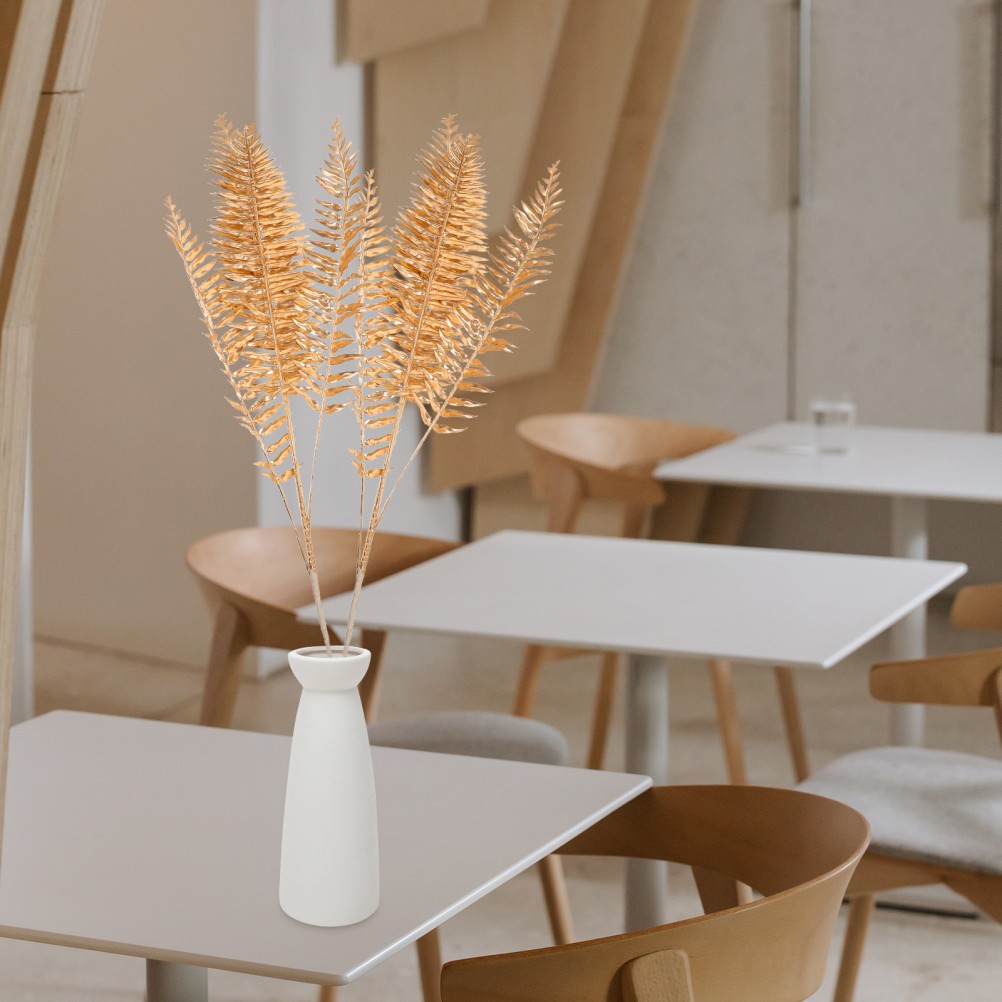 4Pcs Reusable Golden Artificial Leaf Stems for Floral Arrangement
