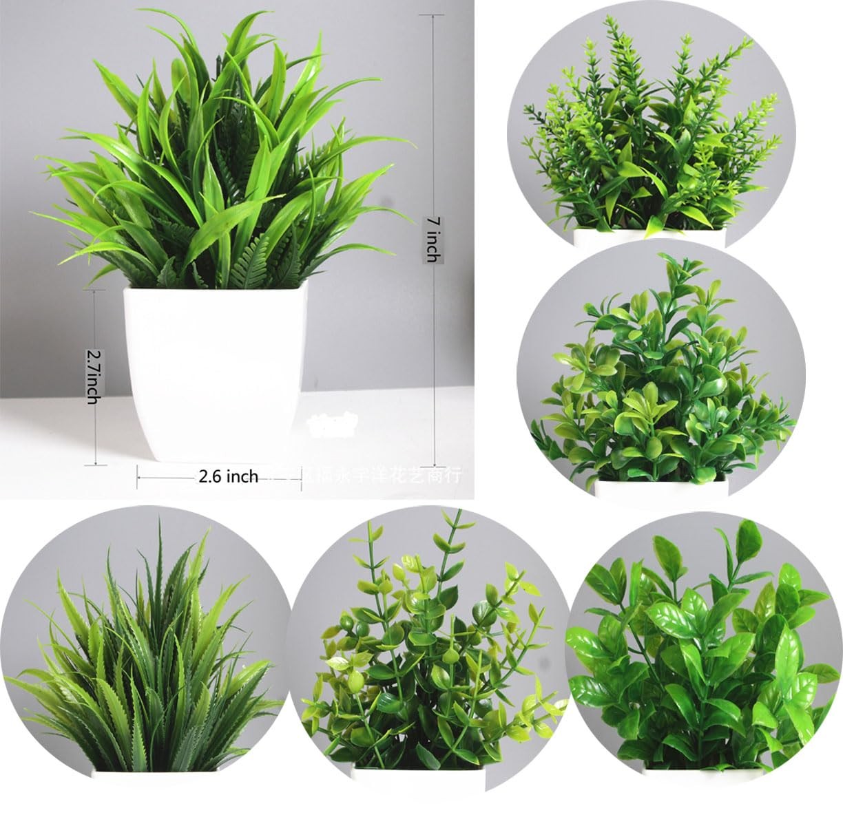 6 Pots Small Fake Plants Mini Artificial Potted Plants Eucalyptus Lavender Sp…
