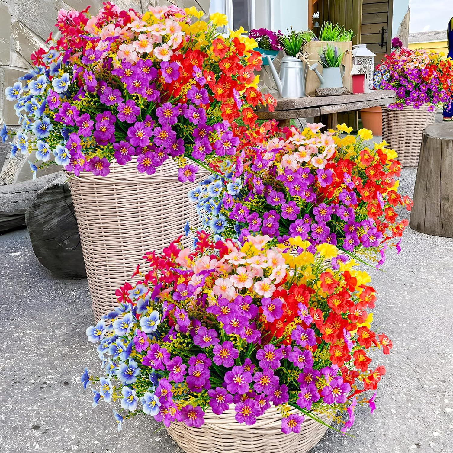 36 Pcs UV Resistant Faux Silk Flowers for Indoor & Outdoor Decor (6 Colors)