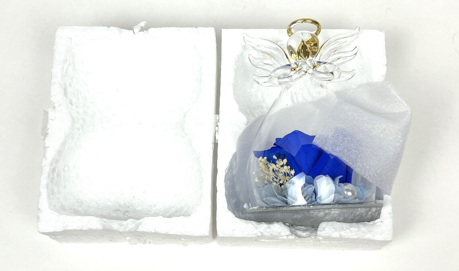 Preserved Flowers Rose in Glass Dome Eternal Rose with Angel Figurines Gifts Box