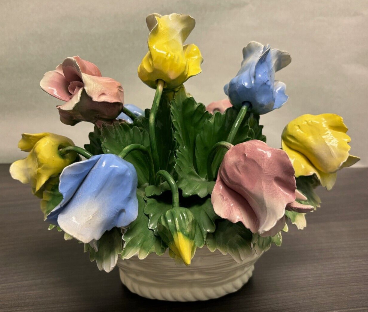 multi-colored porcelain enamel floral centerpiece