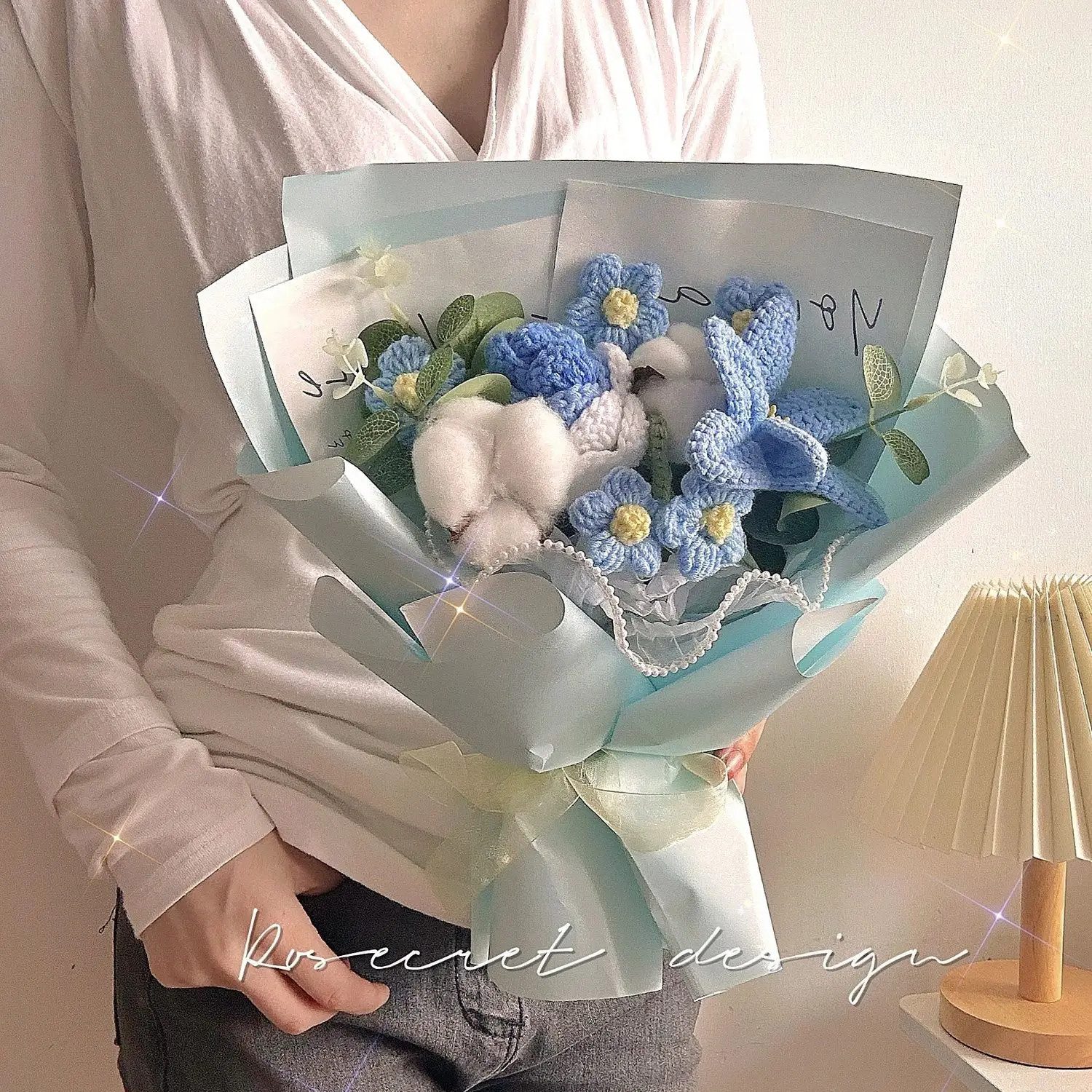 Handcrafted Rose and Tulip Knitted Bouquet for Birthdays and Special Occasions