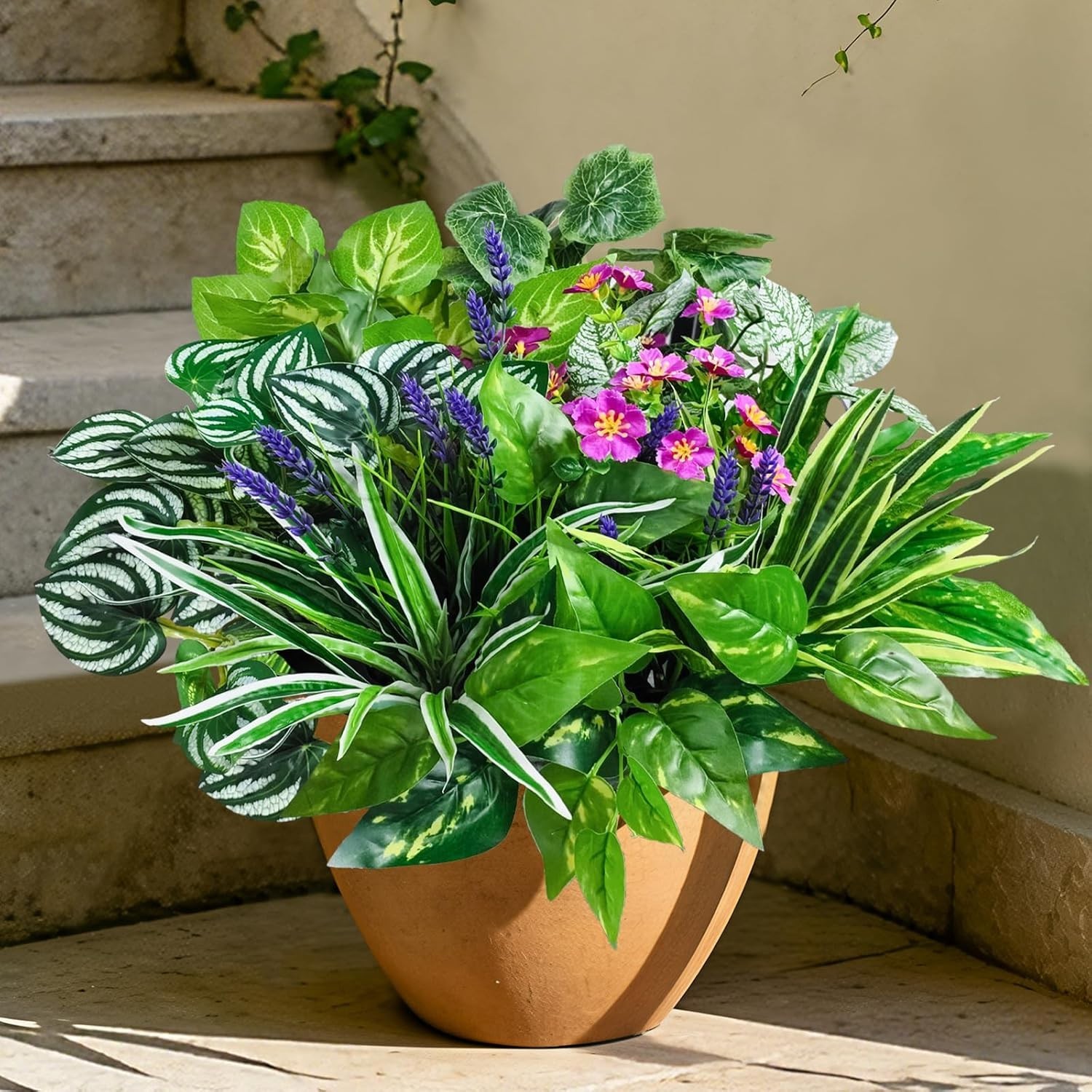 12 Pcs Artificial Plants for Outdoors Faux Greenery Leaves UV Resistant Reali…