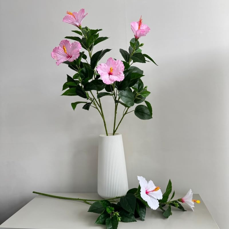 32″ Silk Fake Hibiscus Flowers Artificial Tropical with Long Stem,Tropical Plant