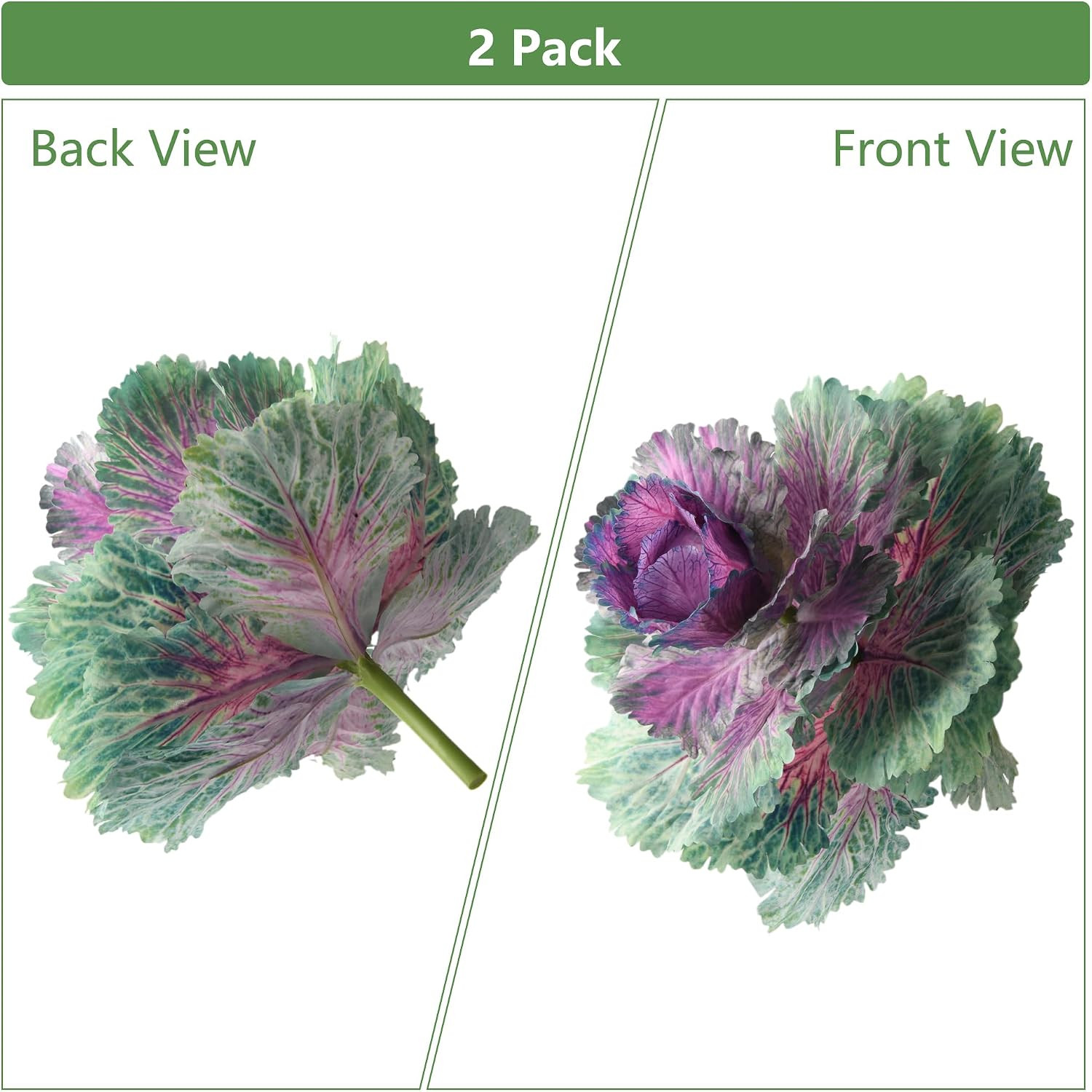 2PCS UV Resistant Faux Cabbage – Realistic Decorative Plants for Home & Garden