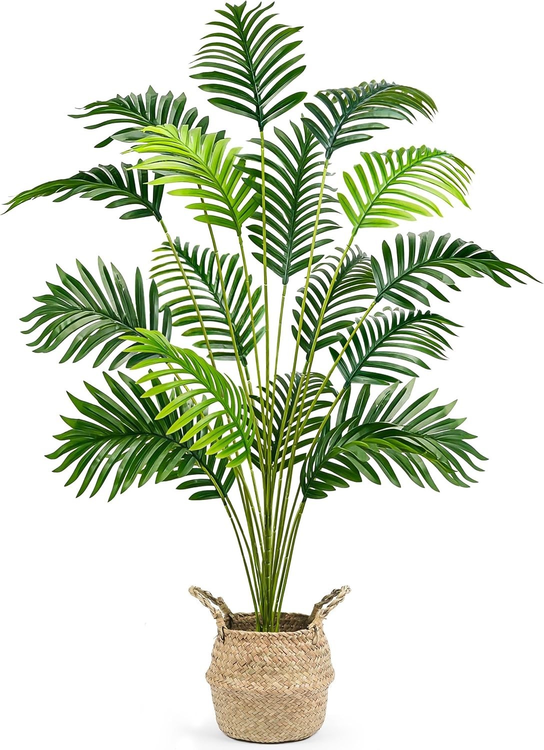 Boho 44” Artificial Palm Tree with Woven Basket for Effortless Elegance