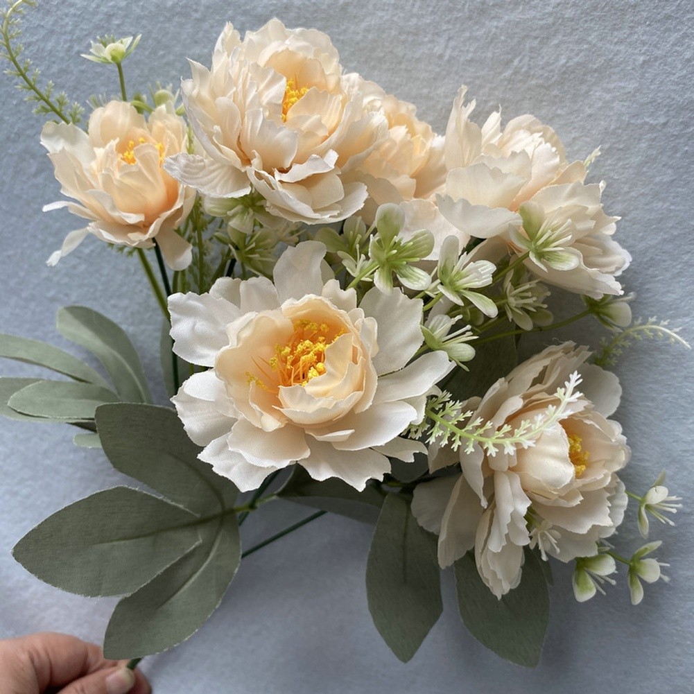 Artificial Peony Bouquet 6 Blooms 30cm Height for Home Office Event Decor