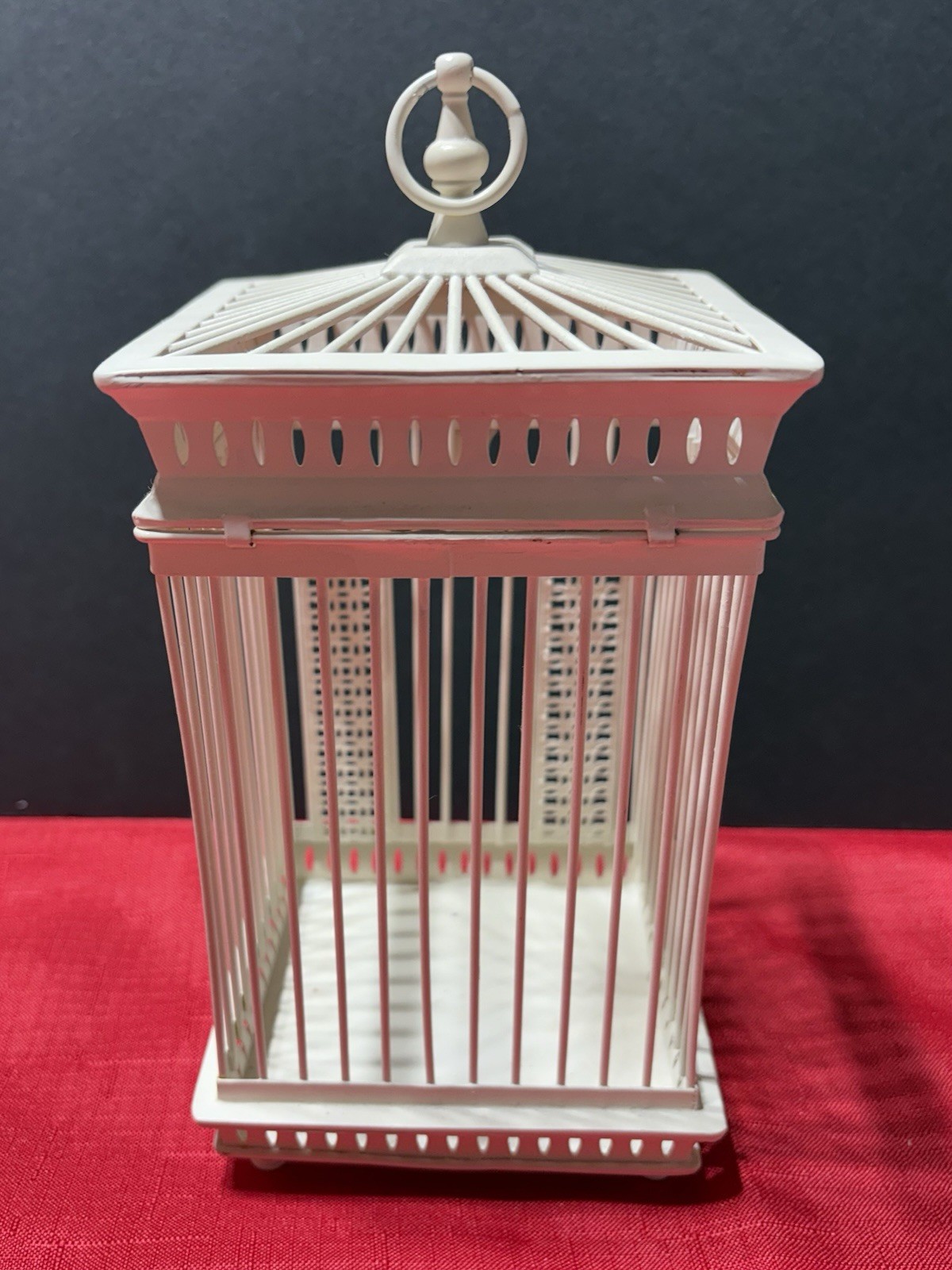 Hanging & Tabletop Small White Metal Bird Cage Decor