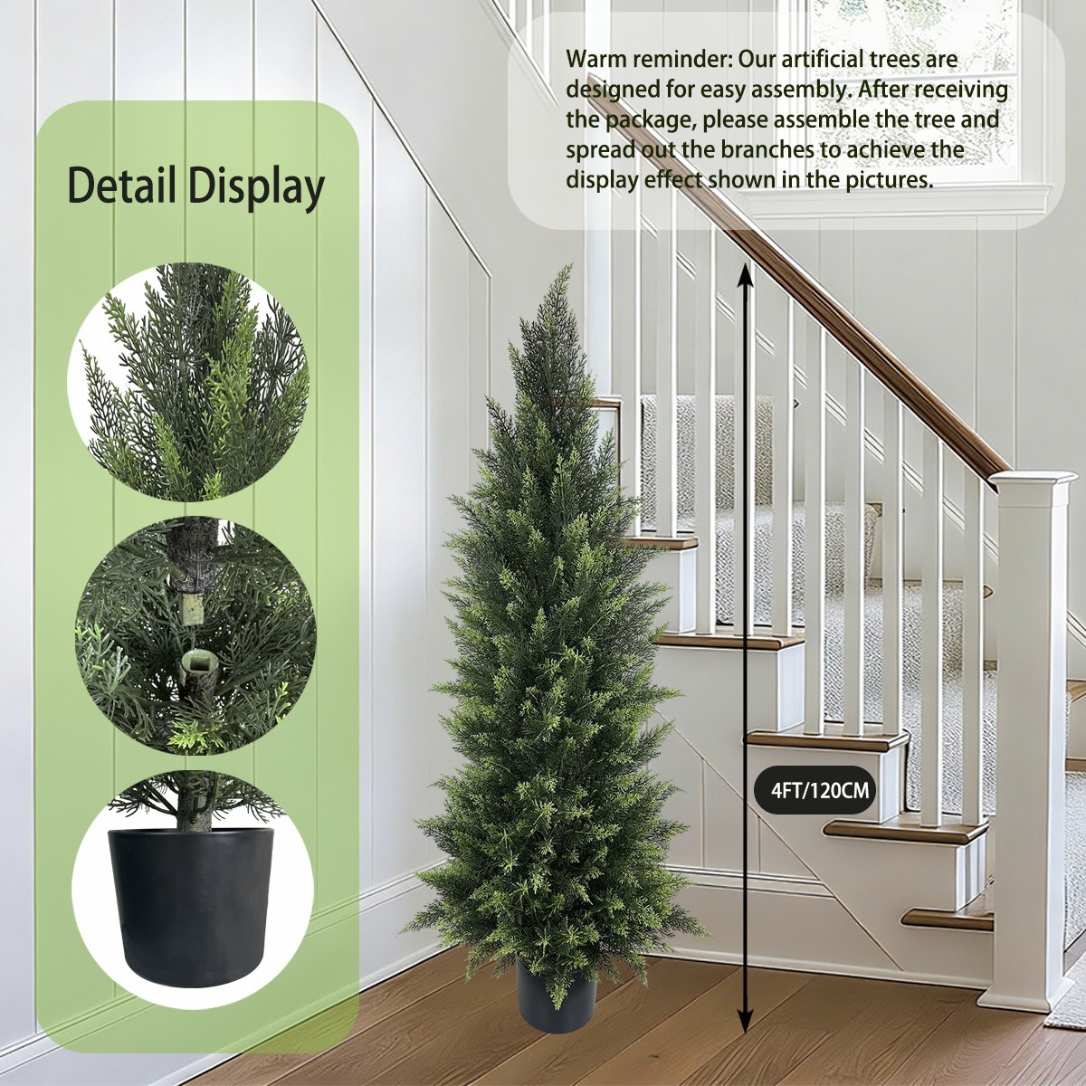 2 Pack 120 cm Artificial Cypress Tree Potted Plant Indoor and Outdoor Home Decor