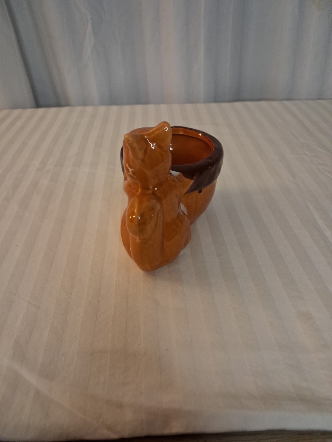A Vintage Ceramic Squirrel Planter Mid-Century Cottage Core Glossy Glaze
