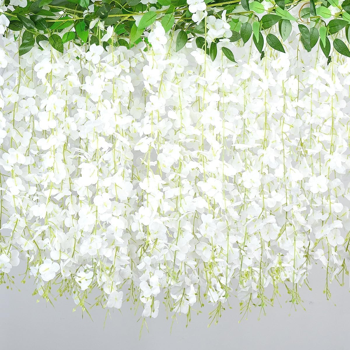 30 Branches White Wisteria Hanging Flower Vines for Wedding Decor | Artificial W