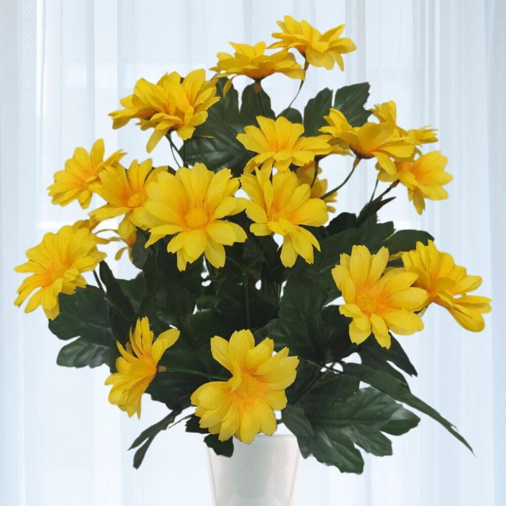 16″ Vibrant Yellow Artificial Daisy Floral Bush