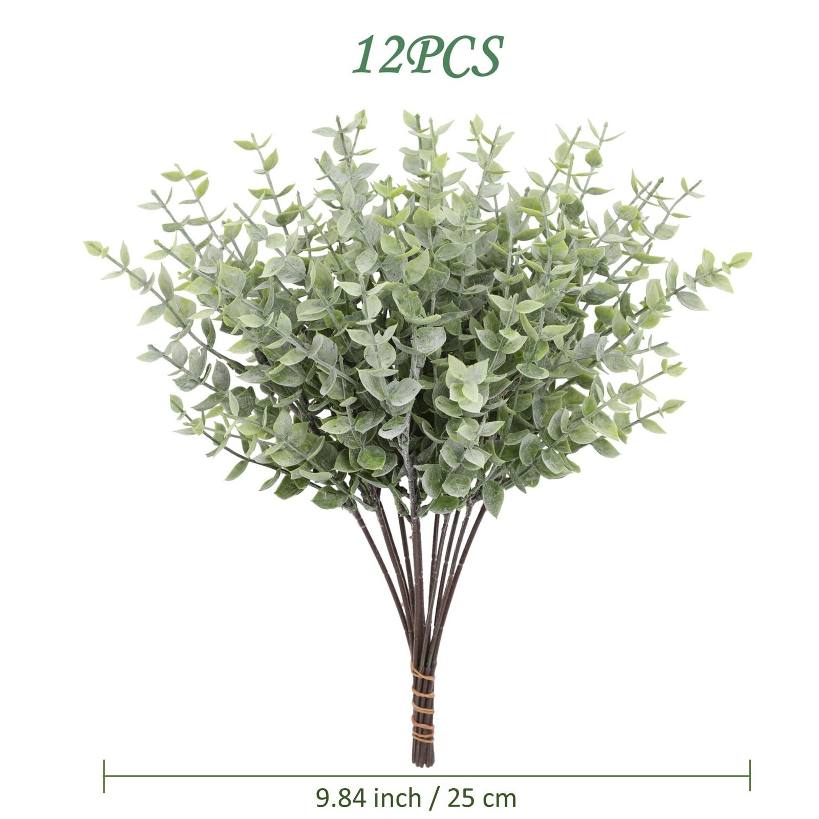 Artificial Eucalyptus Stem, Green Leaves, 12 Pack Green Faux Plant Branch, 12…