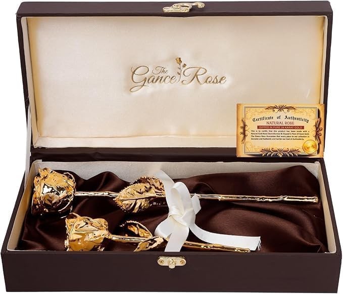 Handmade 24K Dipped Rose | Antique Shiny & Real Combo 7 Inch & 11 Inch Gold
