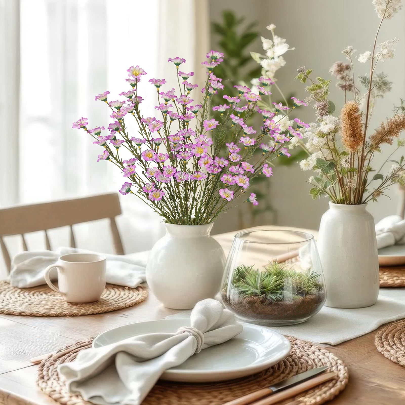 10 Pcs Artificial Wildflowers with Stems Bulk Silk Spring Flowers 21″ Fake Fo…