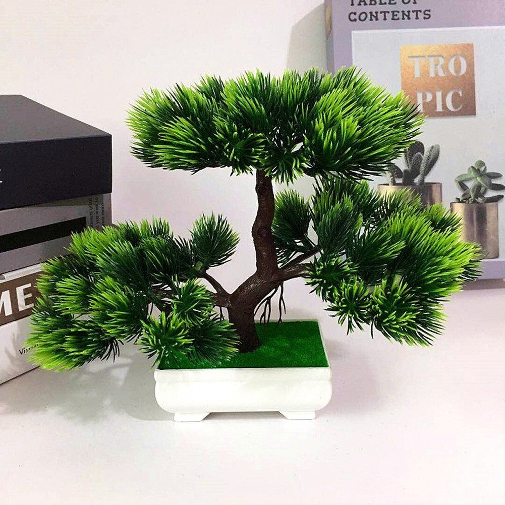 Fake Plant Pine Bonsai 21 25cm Artificial Decorative Tree with Color Mix