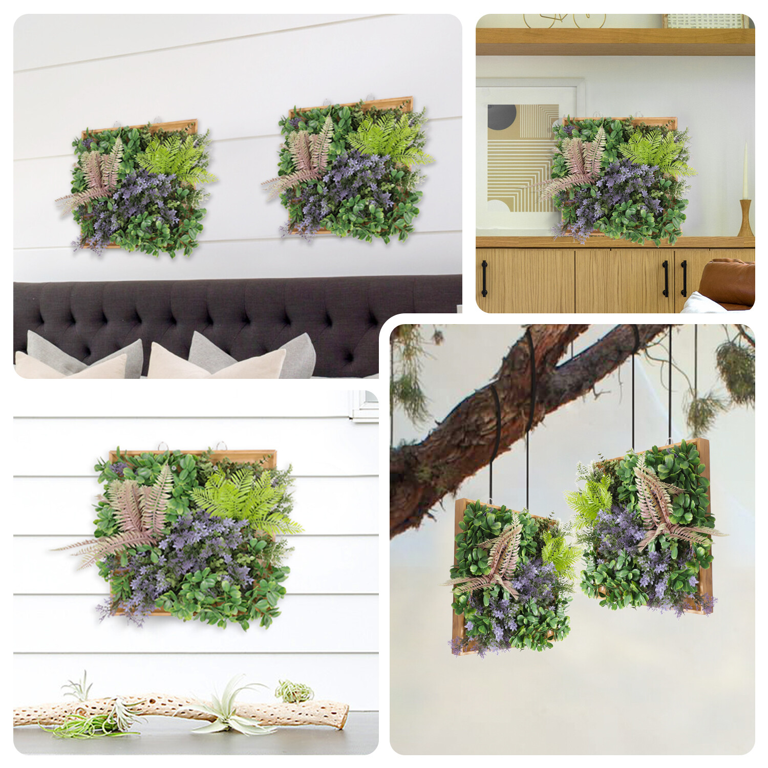 12″x12″ Artificial Grass Wall Hedge Decor Decoration With Wooden Square Frame #3