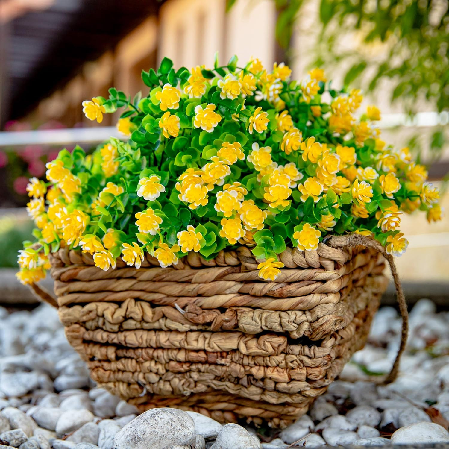 12 PCS Artificial Flowers UV Resistant Fake Outdoor Plants No Fade Mums Bushes