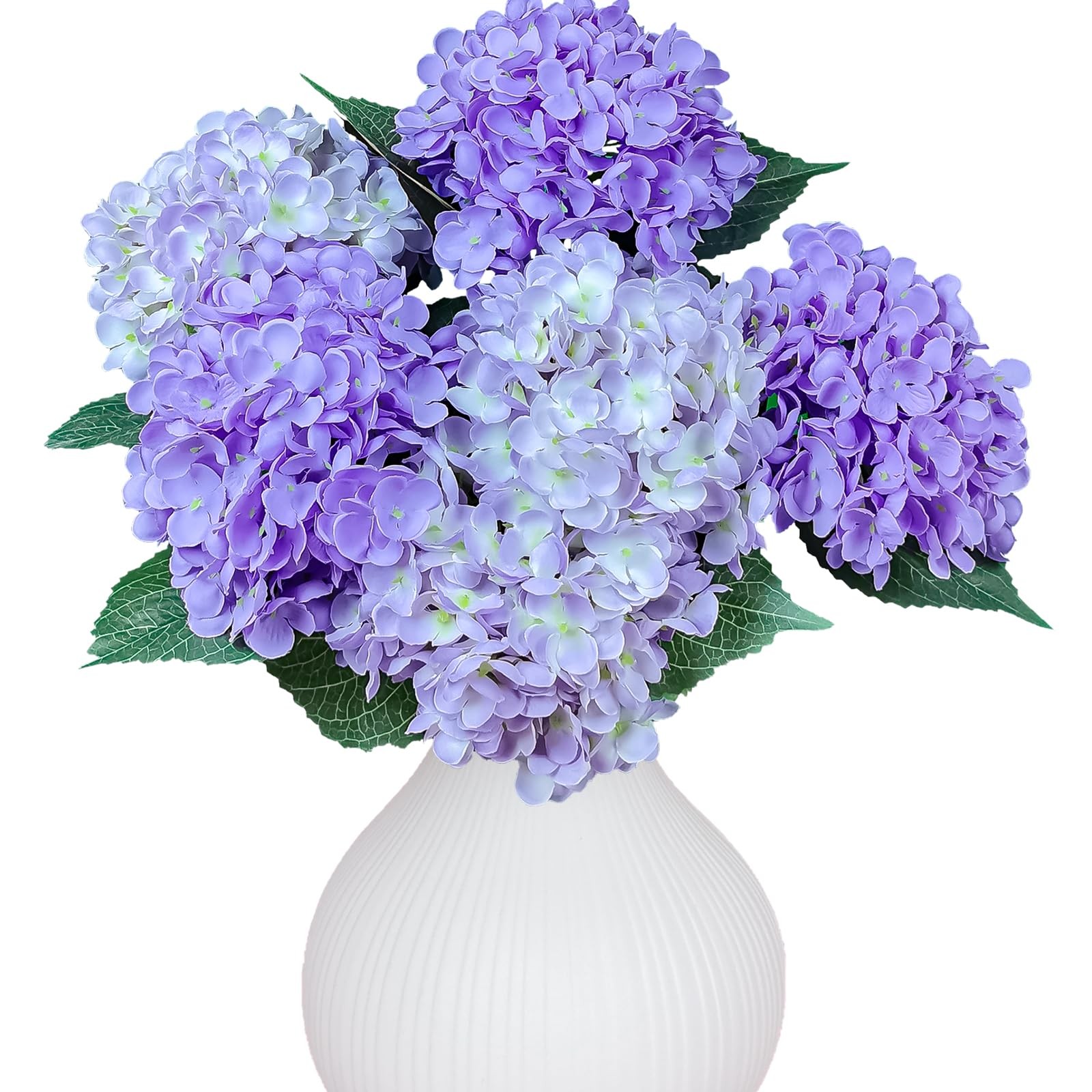 6PCS Premium Purple Hydrangea Artificial Flowers Bouquets, Light Purple Silk …
