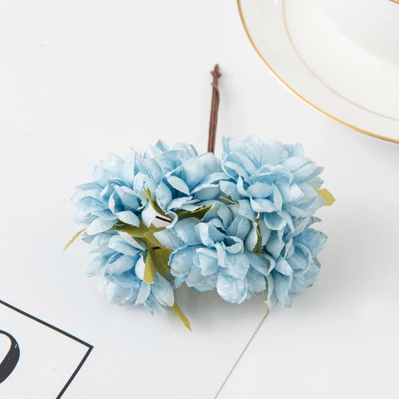 6Pcs/lot 11Cm Mini Silk Artificial Carnation For Christmas DIY Wreath Home Decor