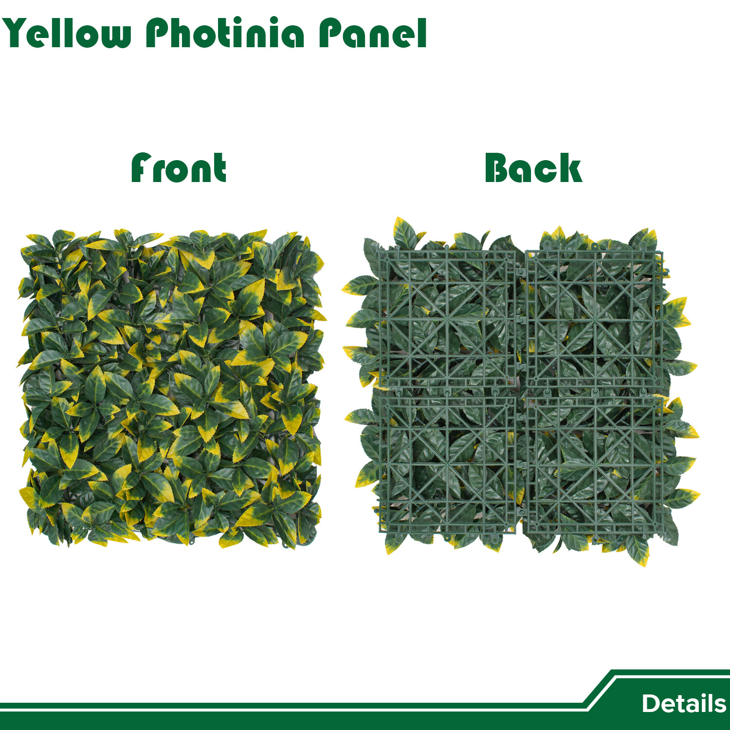 20″ Artificial Faux Yellow Pittoso Leaf Mats Wall Hedge Decor Privacy Panel DIY