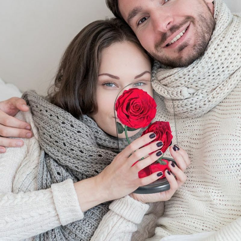 Eternal Flower Rose In Glass Valentine Birthday Wedding Gift For Surprize Womens
